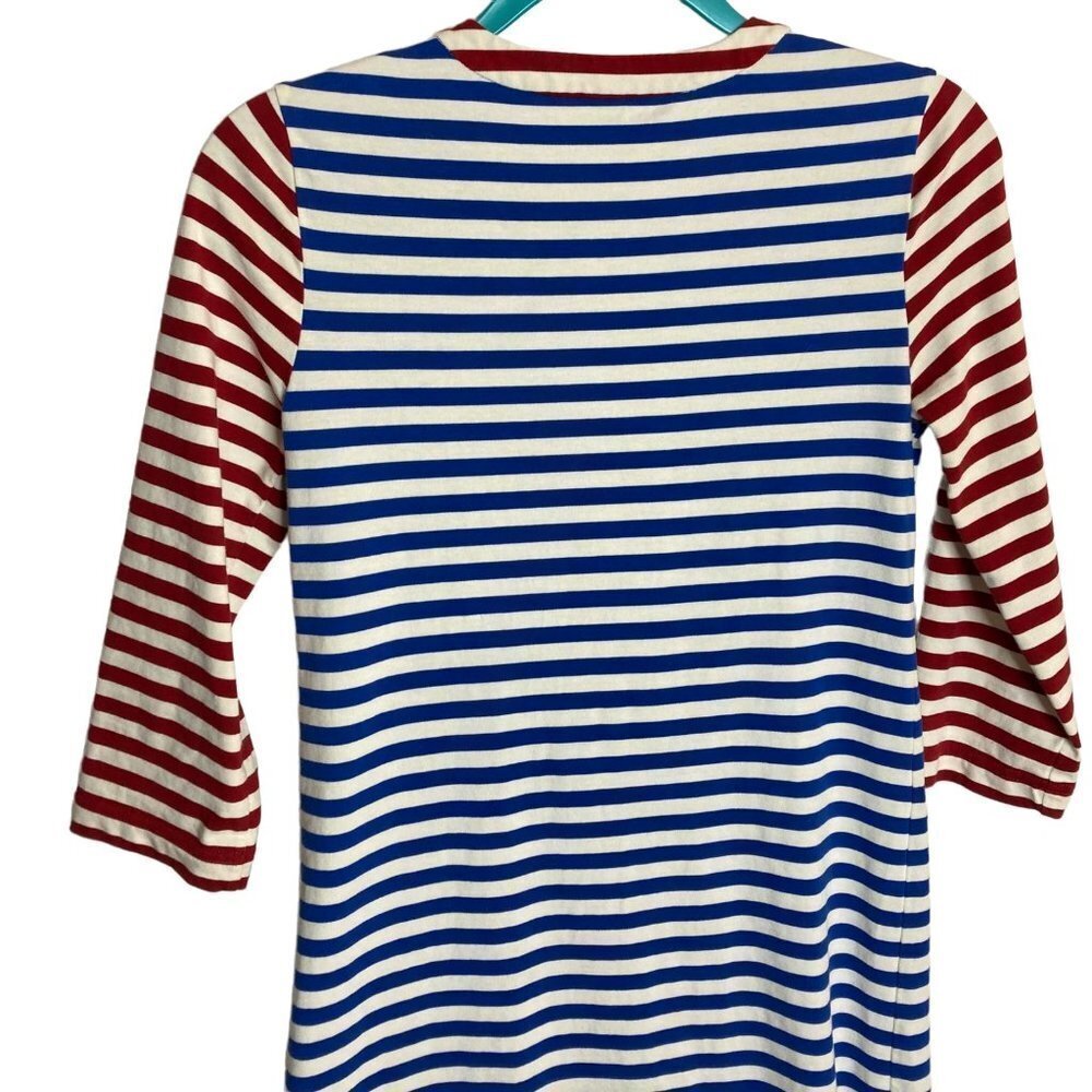 J Crew Nautical Baltic Maxi Midi Dress Patriotic Lace Up Front Red Blue XS NICE - Picture 6 of 6